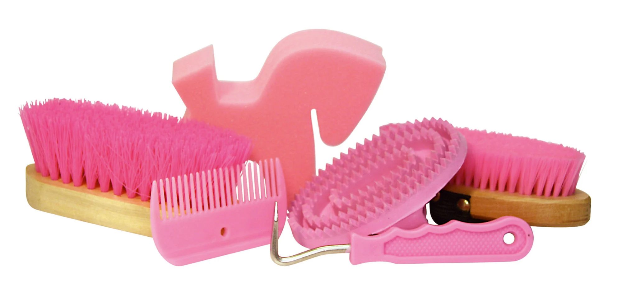 Kit per la toelettatura con zaino trasparente, 7 pezzi, rosa - immagine 3