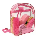 Kit per la toelettatura con zaino trasparente, 7 pezzi, rosa - immagine 2