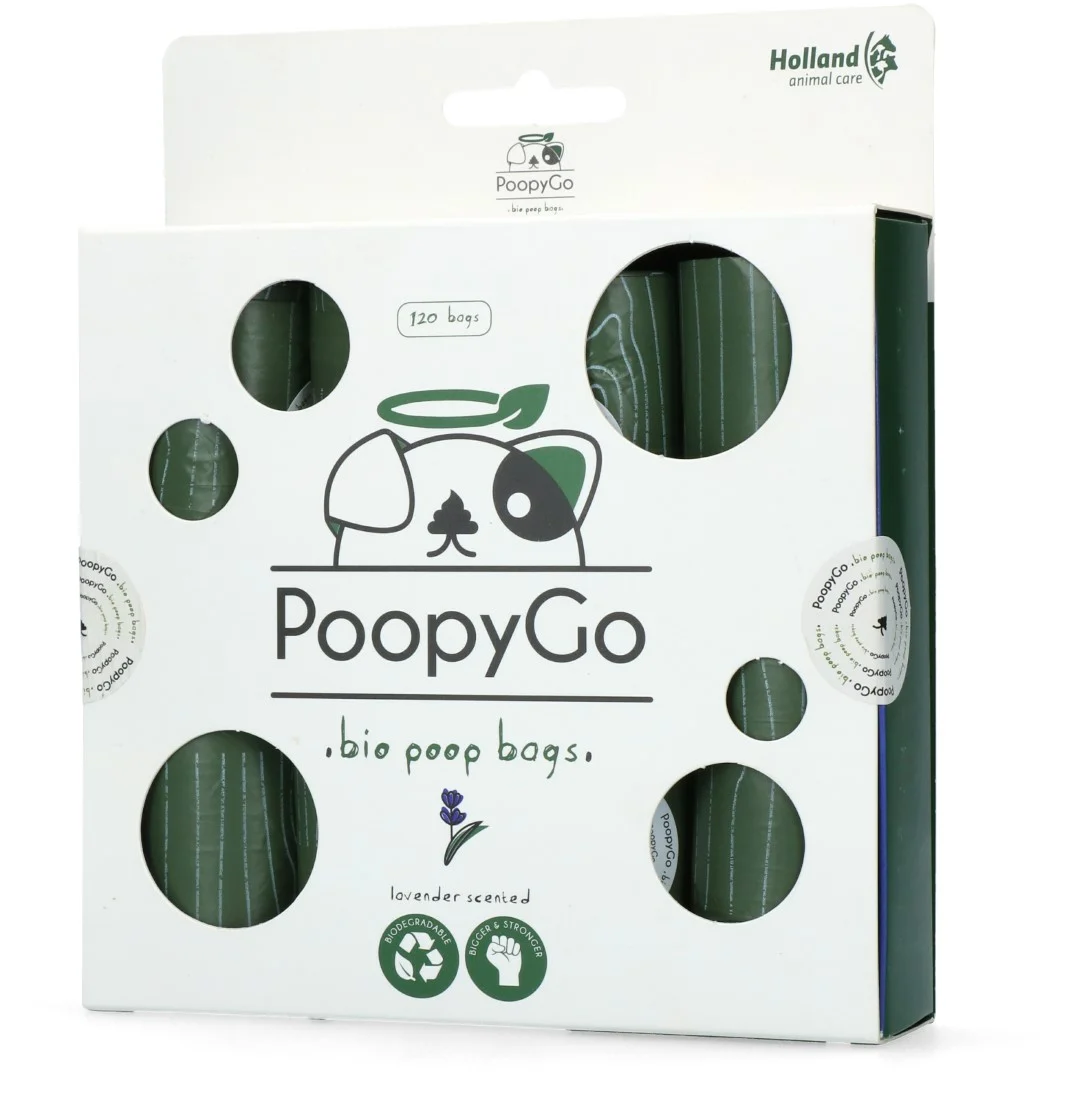 Sacchetti biodegradabili per deiezioni canine profumati alla lavanda, 120 pezzi – PoopyGo Eco friendly - immagine 2