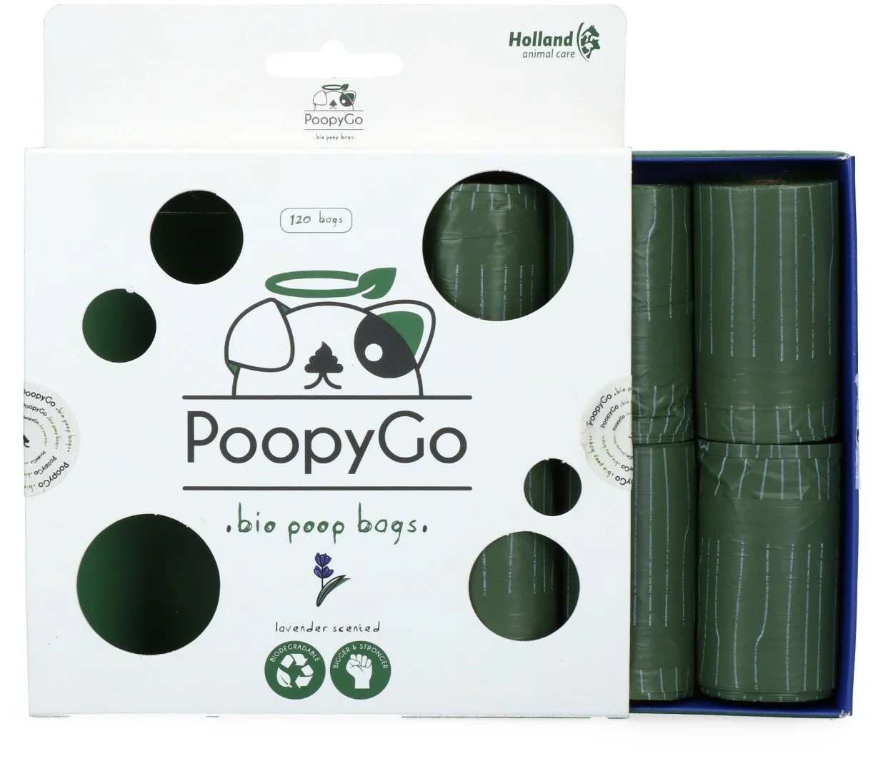 Sacchetti biodegradabili per deiezioni canine profumati alla lavanda, 120 pezzi – PoopyGo Eco friendly - immagine 3