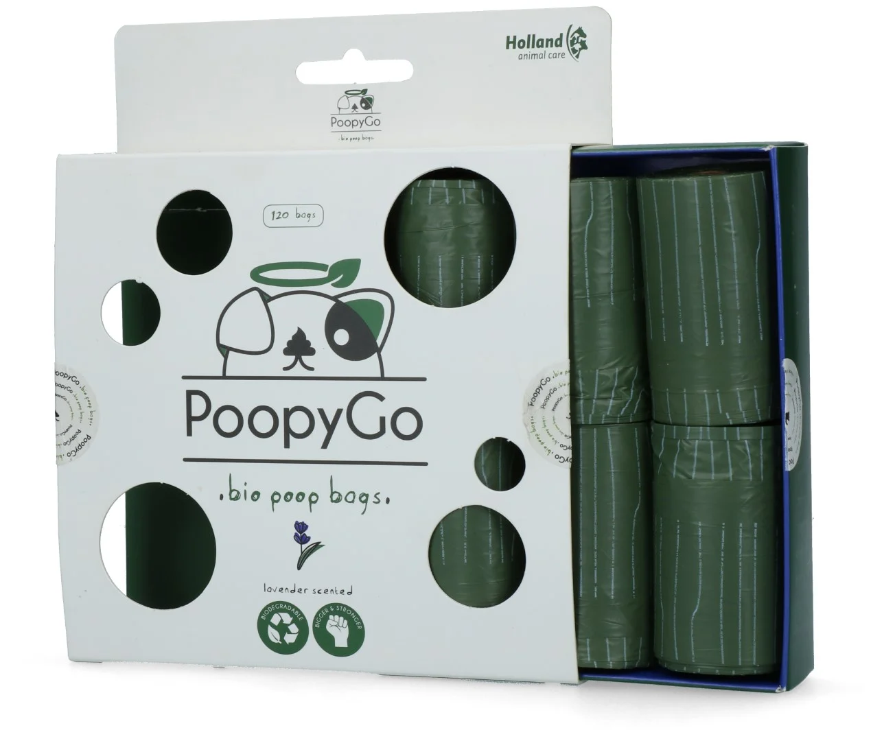 Sacchetti biodegradabili per deiezioni canine profumati alla lavanda, 120 pezzi – PoopyGo Eco friendly - immagine 4