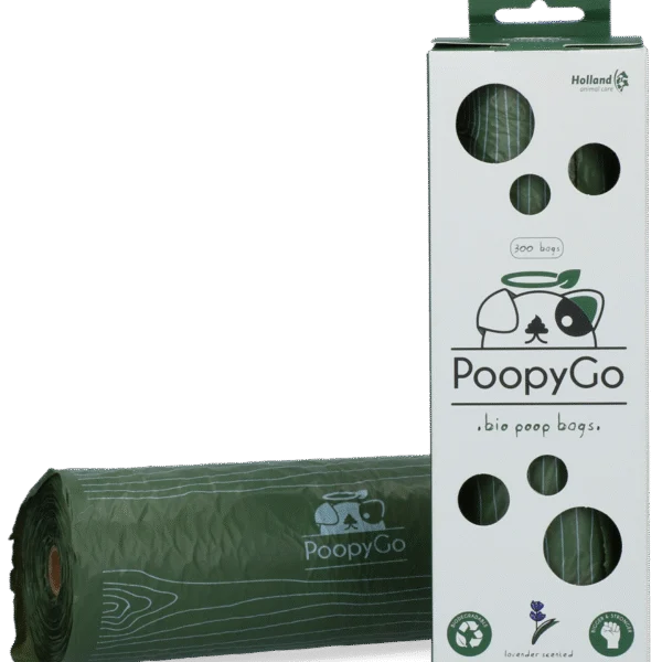 Sacchetti biodegradabili per deiezioni canine al profumo di lavanda, 300 pezzi in scatola – PoopyGo Eco friendly Tissue Box