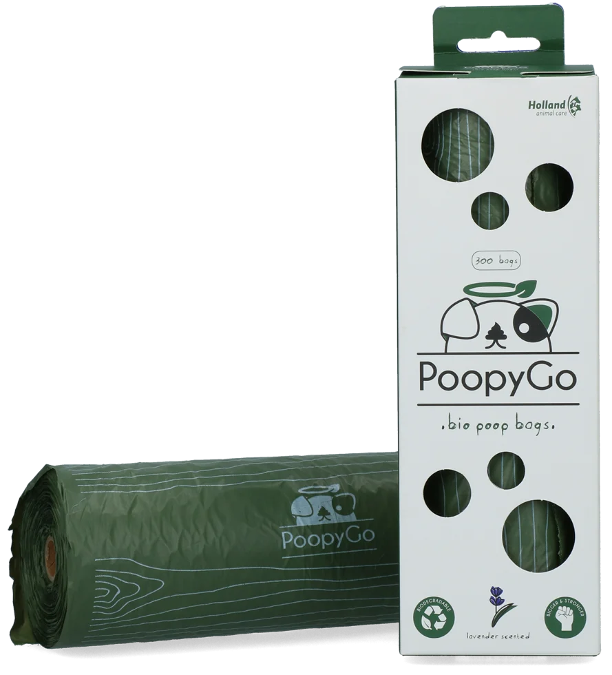 Sacchetti biodegradabili per deiezioni canine al profumo di lavanda, 300 pezzi in scatola – PoopyGo Eco friendly Tissue Box - immagine 1