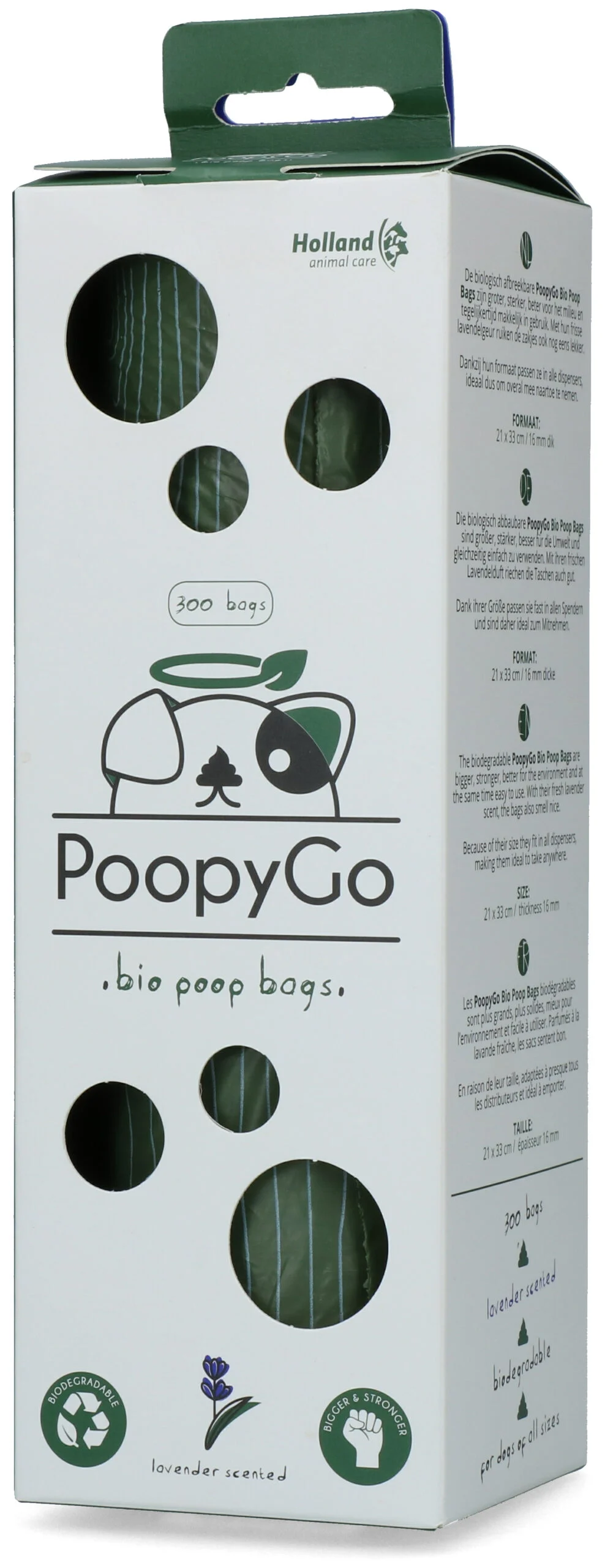 Sacchetti biodegradabili per deiezioni canine al profumo di lavanda, 300 pezzi in scatola – PoopyGo Eco friendly Tissue Box - immagine 2