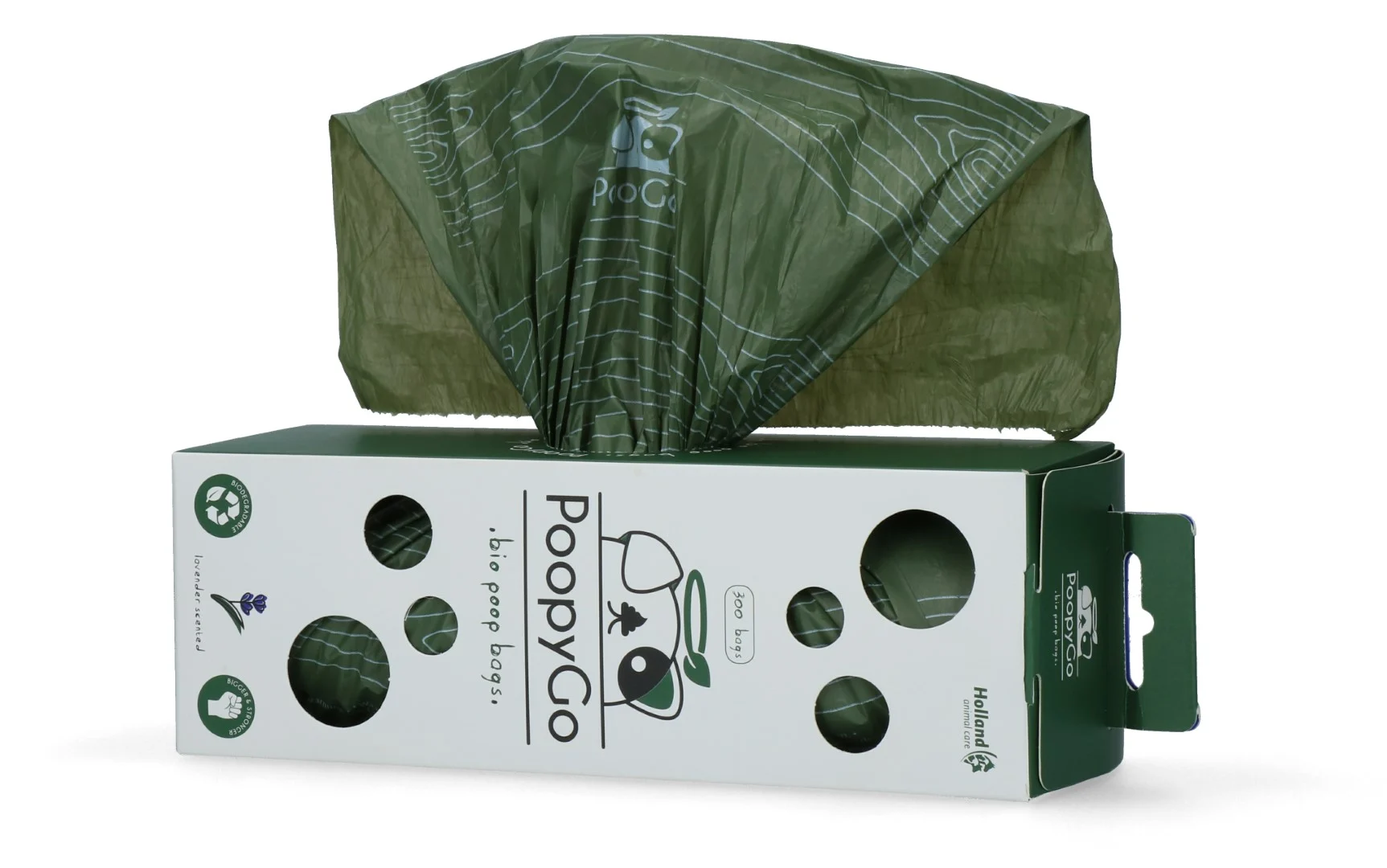 Sacchetti biodegradabili per deiezioni canine al profumo di lavanda, 300 pezzi in scatola – PoopyGo Eco friendly Tissue Box - immagine 5