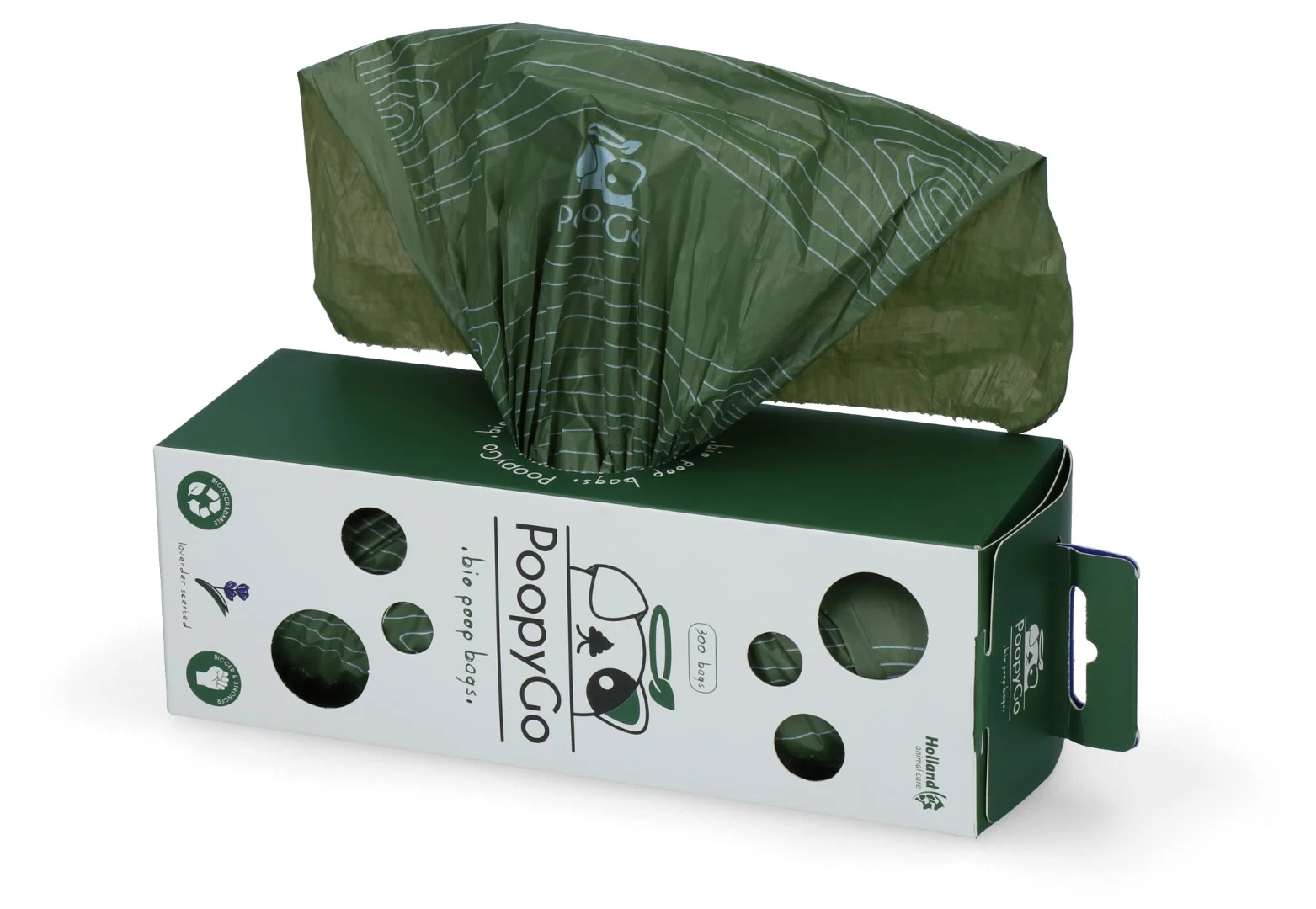 Sacchetti biodegradabili per deiezioni canine al profumo di lavanda, 300 pezzi in scatola – PoopyGo Eco friendly Tissue Box - immagine 6