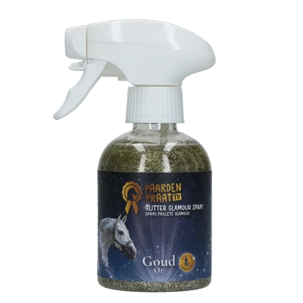 Spray glitter per cavalli, oro, 250 ml – Paardenpraat TV Glitter Glamour Spray