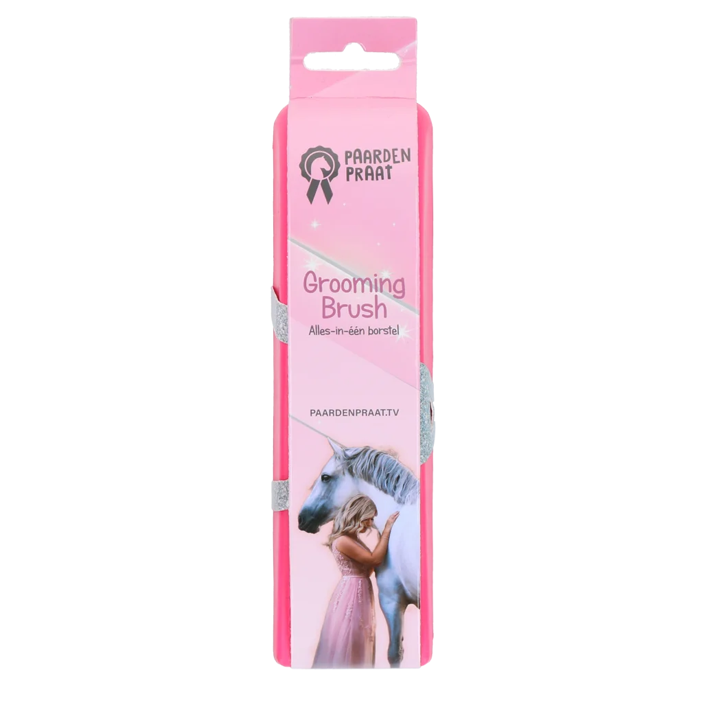 Spazzola per strigliare e lavare il cavallo, rosa M, 17,5 cm – Paardenpraat TV Grooming Brush - immagine 1