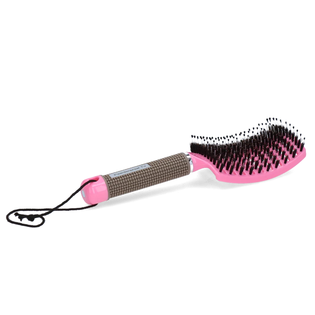 Spazzola per criniera con setole di maiale e dentini flessibili, rosa 24,5 cm – Paardenpraat TV Horse Supreme - immagine 4