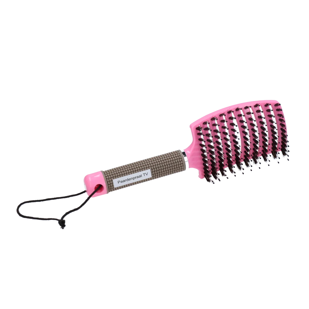 Spazzola per criniera con setole di maiale e dentini flessibili, rosa 24,5 cm – Paardenpraat TV Horse Supreme - immagine 5