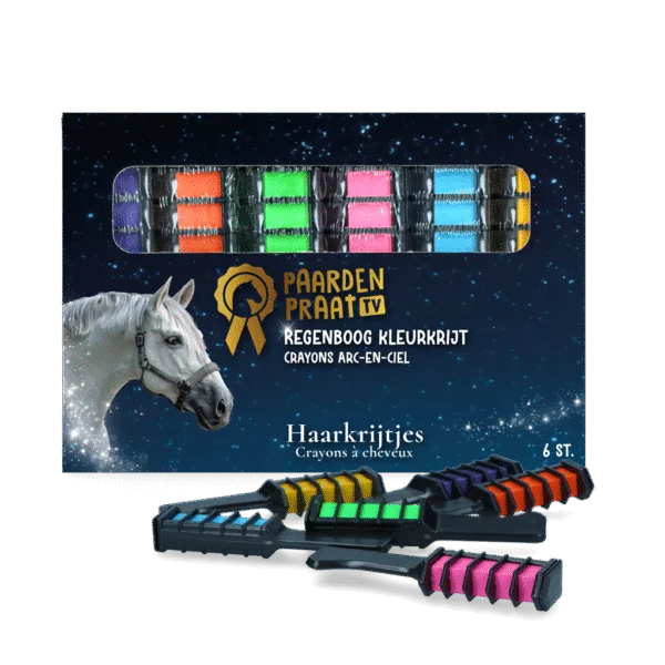 Gessetti per criniera di cavalli, colori arcobaleno, 6 pezzi – Paardenpraat TV Regenboog Kleurkrijt