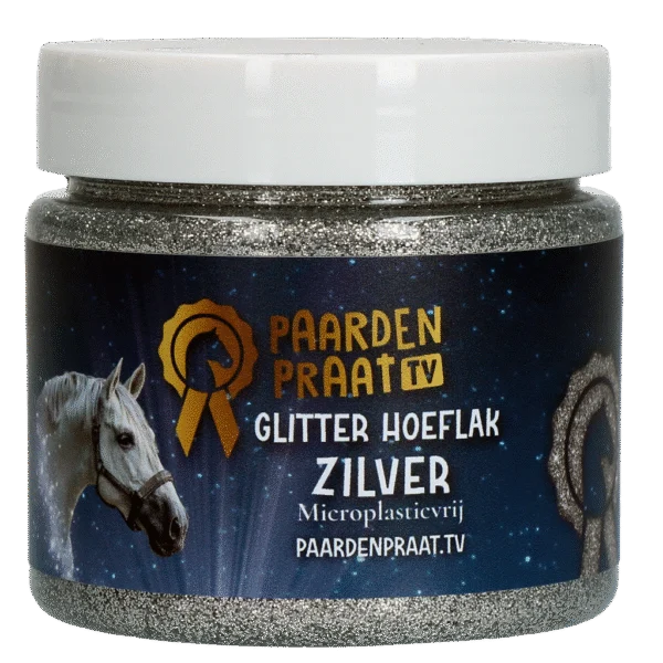 Smalto glitterato per zoccoli a base d’acqua, argento – Paardenpraat TV Glitter Hoeflak