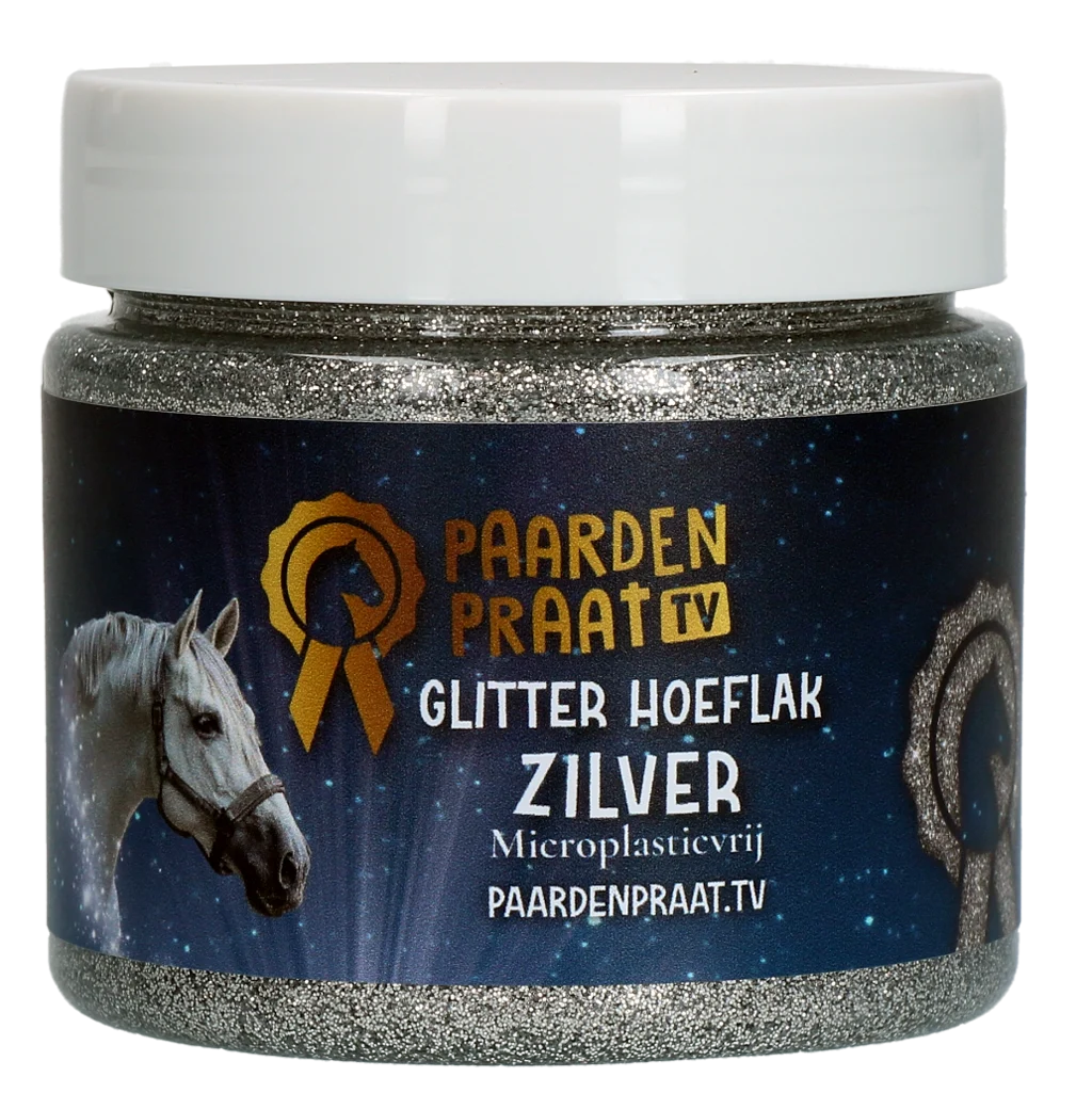 Smalto glitterato per zoccoli a base d’acqua, argento – Paardenpraat TV Glitter Hoeflak - immagine 1