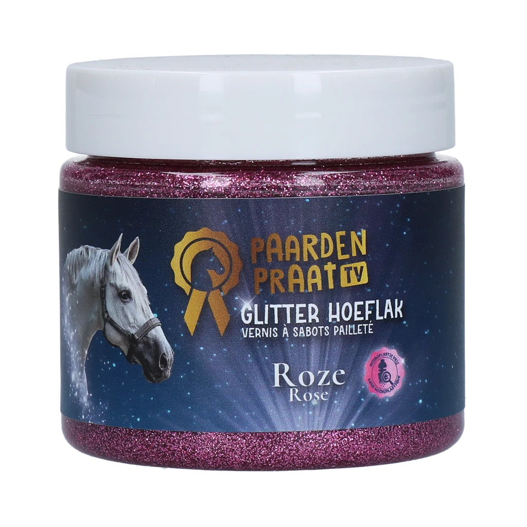 Smalto per zoccoli con glitter a base d’acqua, rosa – Paardenpraat TV Glitter Hoeflak - immagine 1