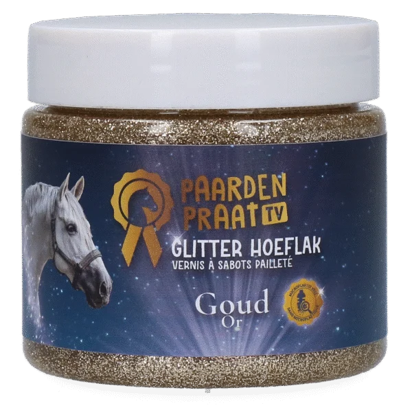 Smalto glitter per zoccoli a base d’acqua, oro – Paardenpraat TV Glitter Hoeflak