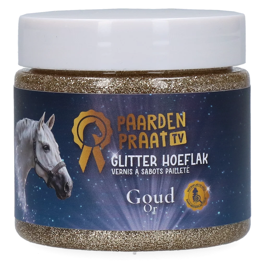 Smalto glitter per zoccoli a base d’acqua, oro – Paardenpraat TV Glitter Hoeflak - immagine 1