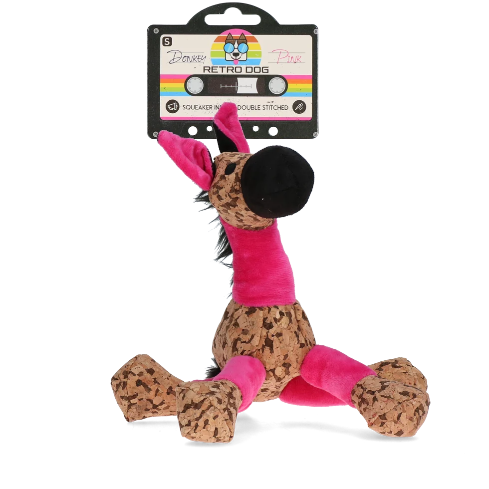 Peluche per cani Asinello con fischietto, rosa S, 20 x 25 cm – Retro Dog Donkey - immagine 1
