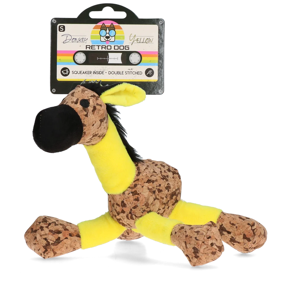 Peluche per cani Asino con fischietto, giallo S – Retro Dog Donkey - immagine 1
