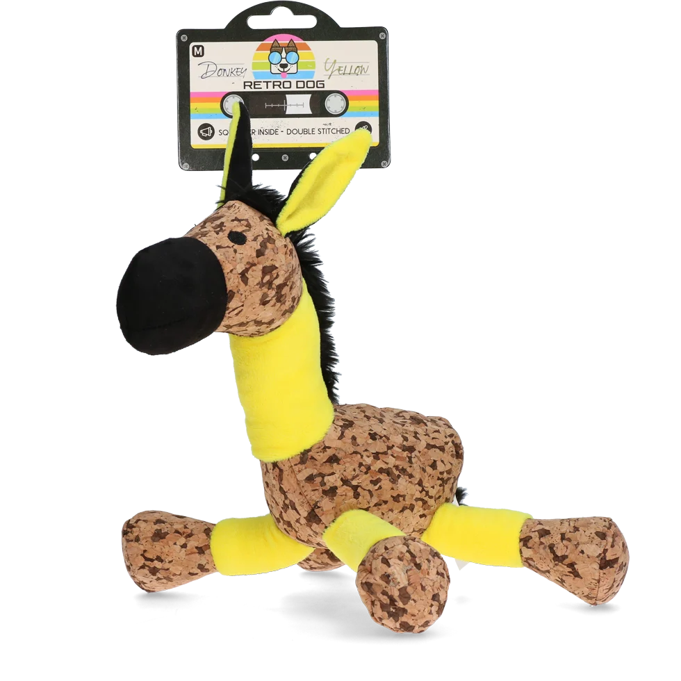 Peluche per cani Asino con squeaker, giallo M – Retro Dog Donkey - immagine 1