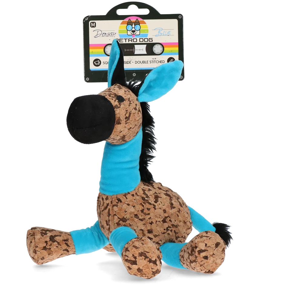 Peluche per cani Asino con squeaker, blu M – Retro Dog Donkey - immagine 1