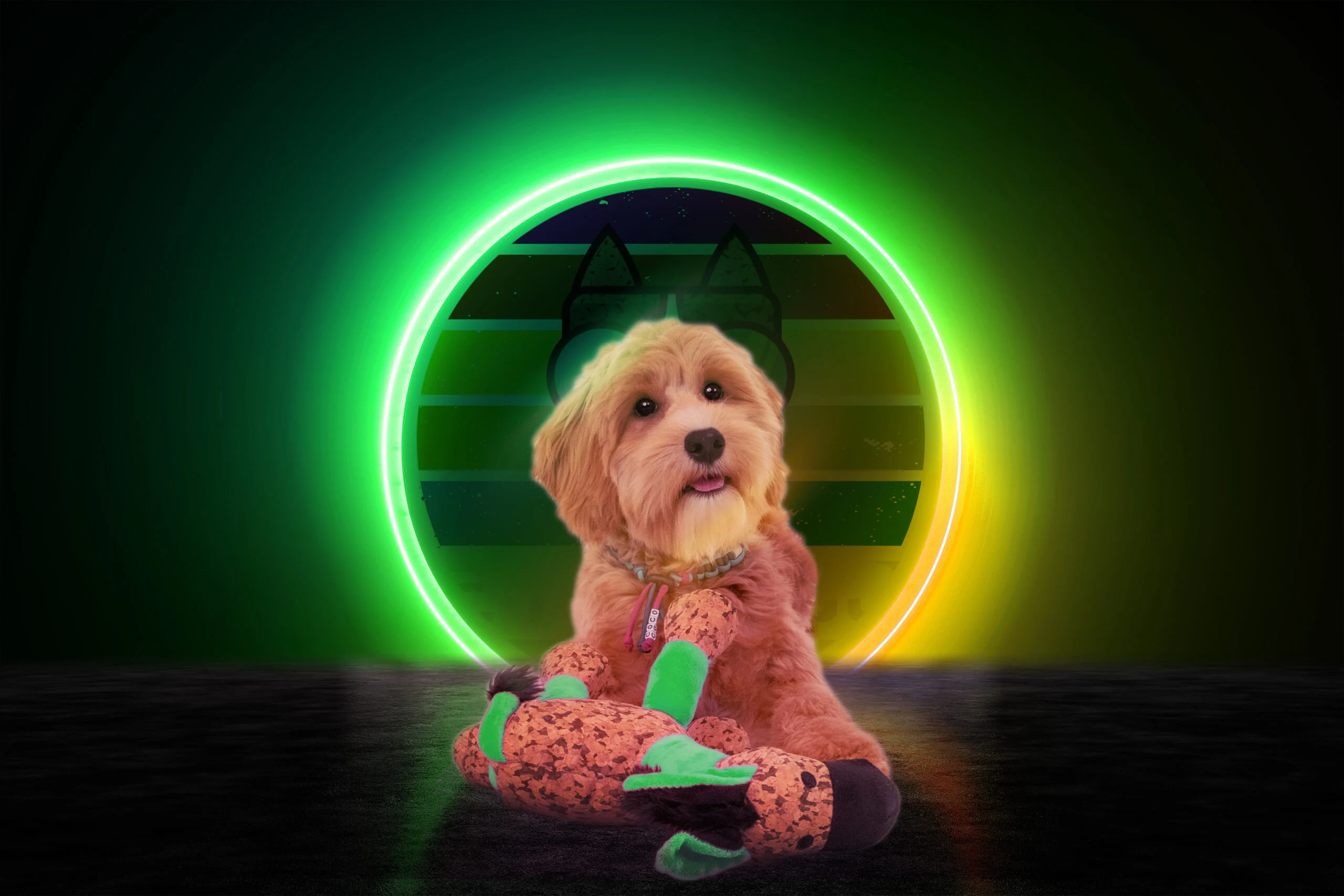 Peluche per cani a forma di asino con squeaker, Verde S – Retro Dog Donkey - immagine 3