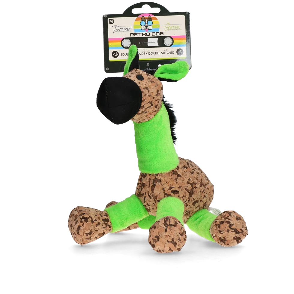 Peluche per cani asinello con squeaker, verde M – Retro Dog Donkey - immagine 1