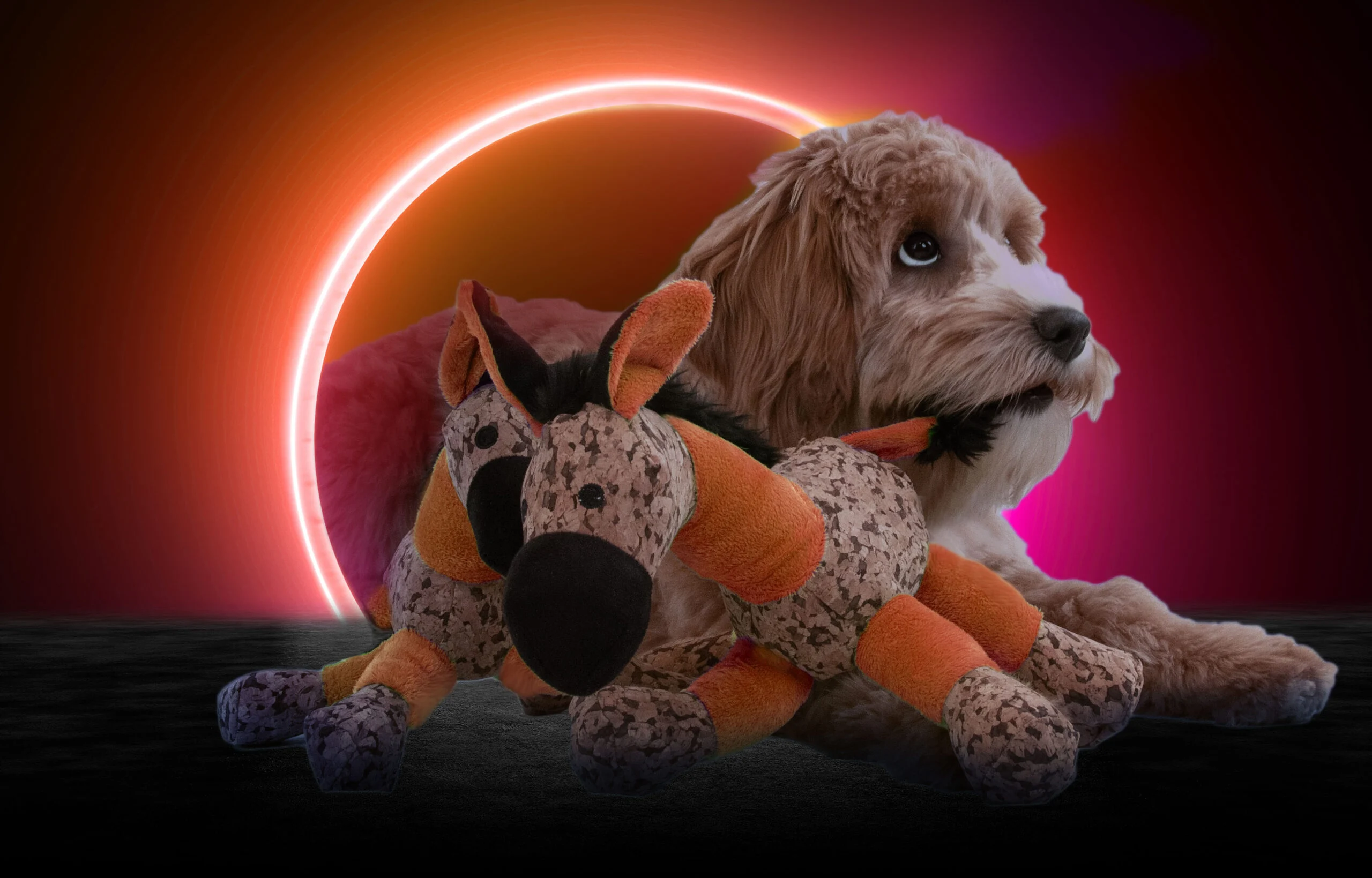 Peluche per cani Asinello con dispositivo sonoro, arancione S – Retro Dog Donkey - immagine 4