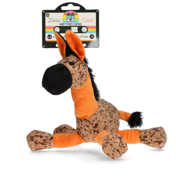 Peluche per cani asinello con squeaker, arancione M – Retro Dog Donkey