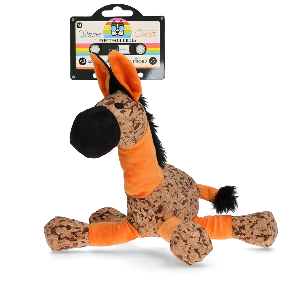 Peluche per cani asinello con squeaker, arancione M – Retro Dog Donkey - immagine 1