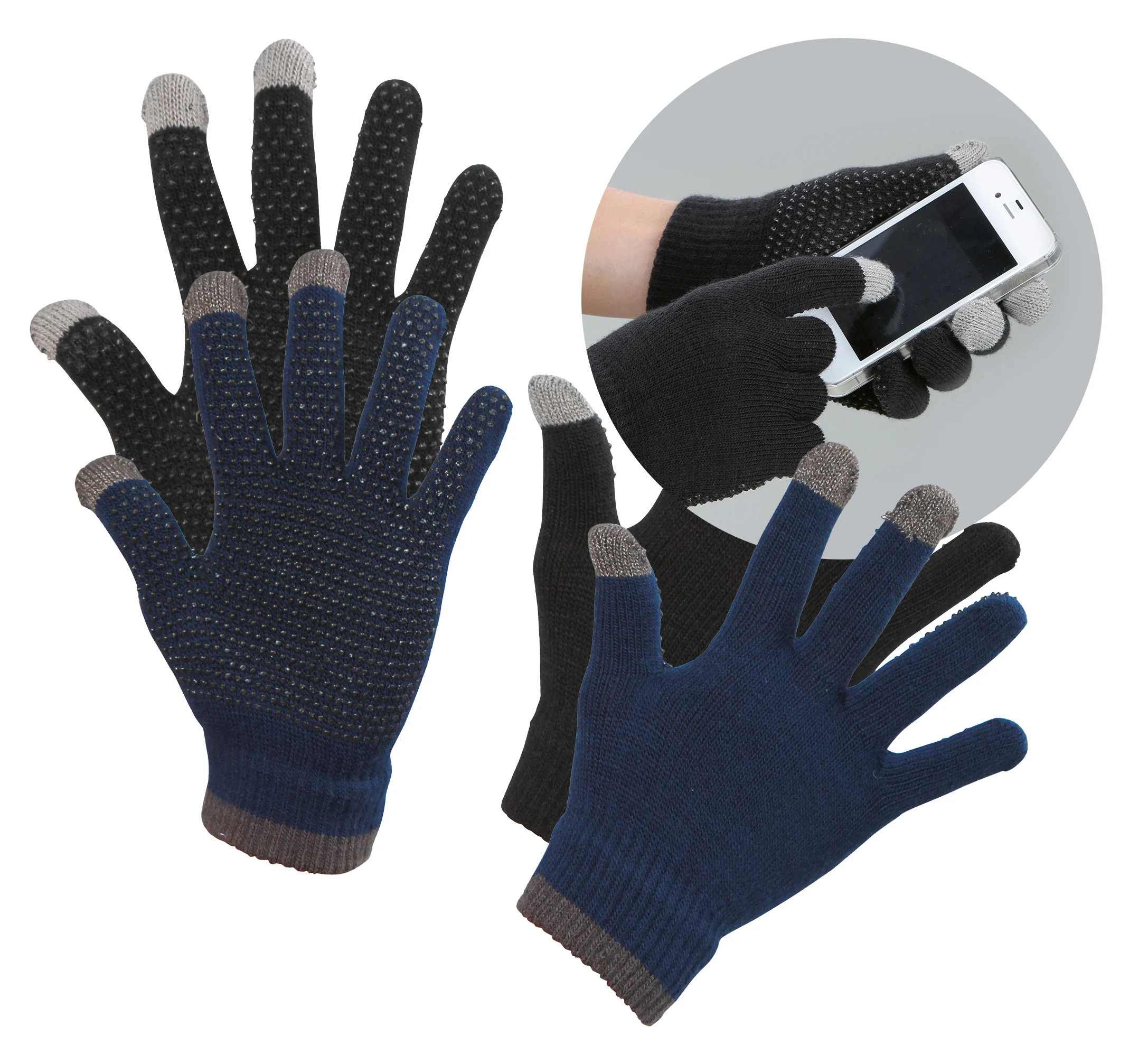 Guanti da equitazione Magic Touch neri con grip, taglia unica - immagine 5