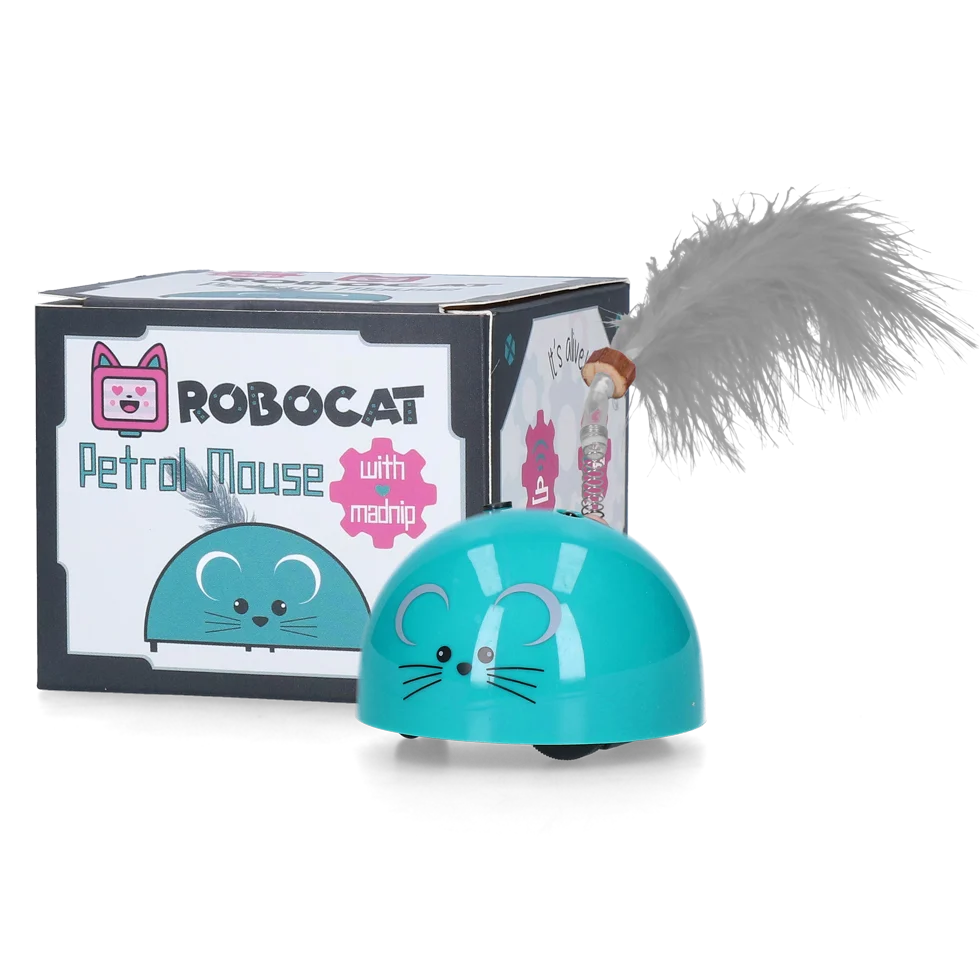 Topolino giocattolo con sensore di movimento e madnip, color petrolio – Robocat Mouse - immagine 1