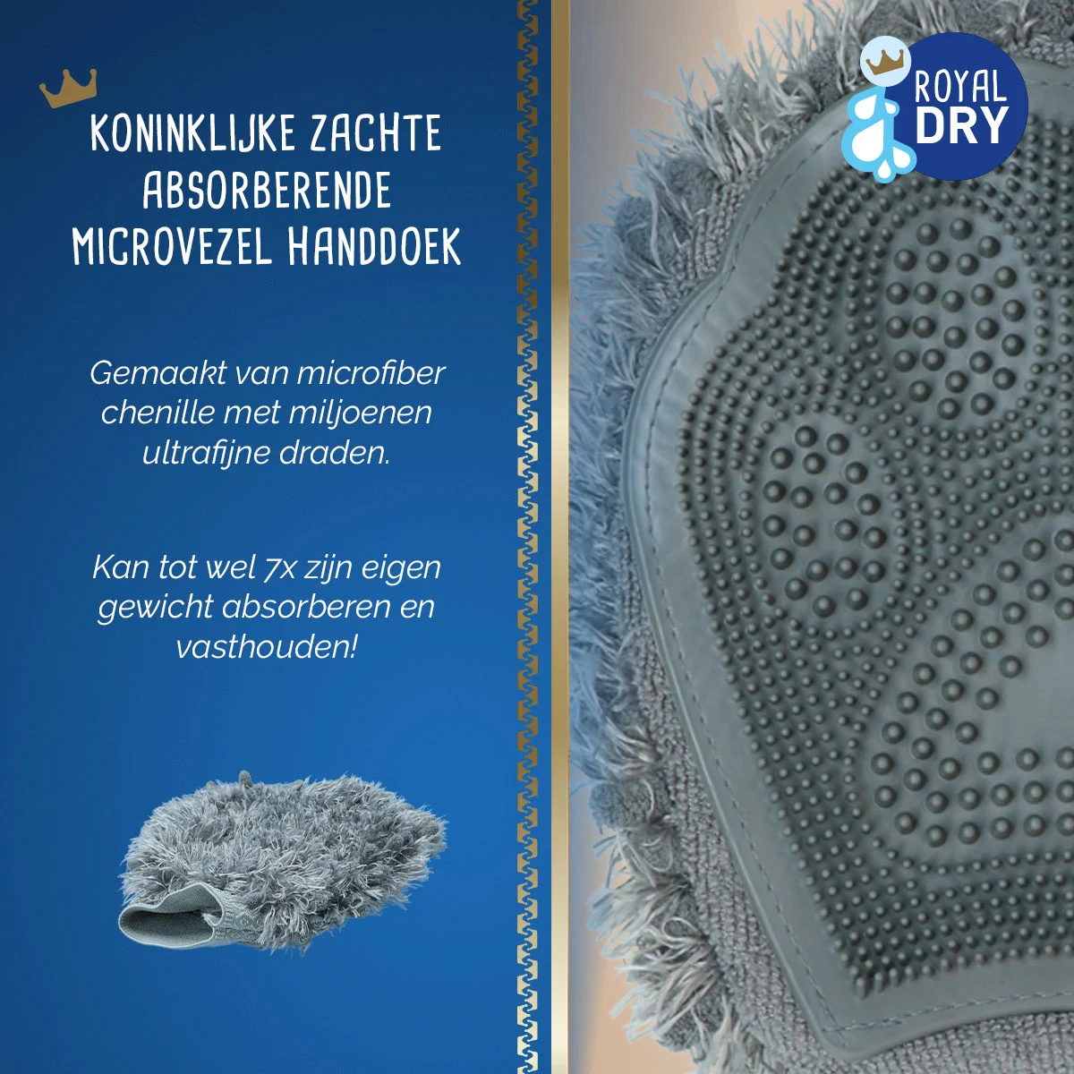 Guanto spazzola in microfibra per cani, 24 x 18 cm – Royal Dry - immagine 3