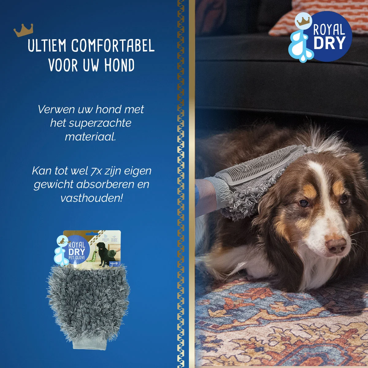 Guanto spazzola in microfibra per cani, 24 x 18 cm – Royal Dry - immagine 5