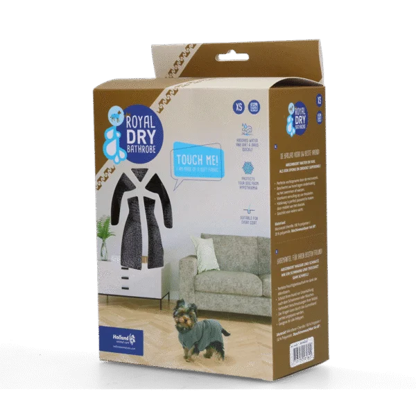 Accappatoio per cani in microfibra XS, lunghezza del dorso da 30 a 35 cm – Royal Dry