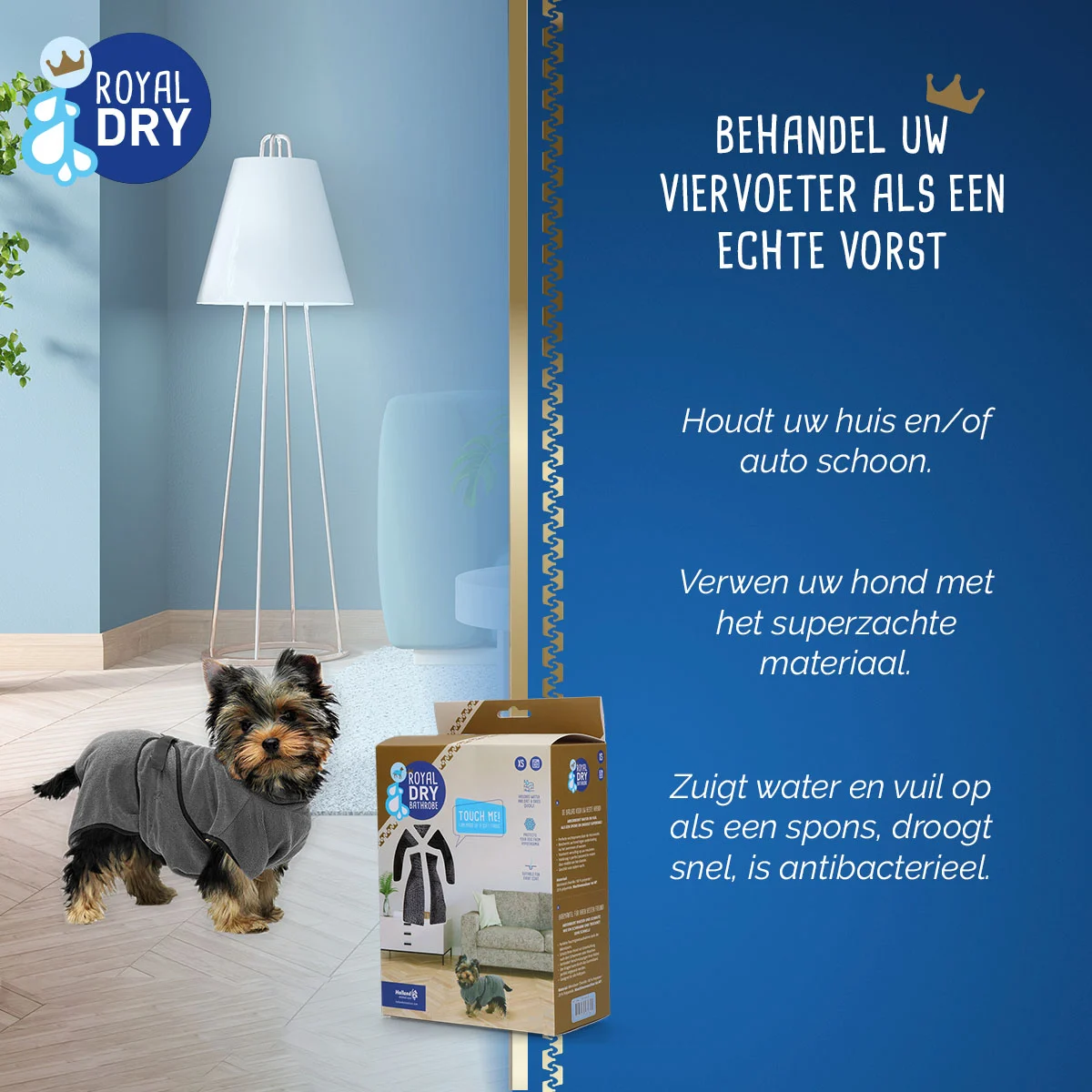 Accappatoio per cani in microfibra XS, lunghezza del dorso da 30 a 35 cm – Royal Dry - immagine 4