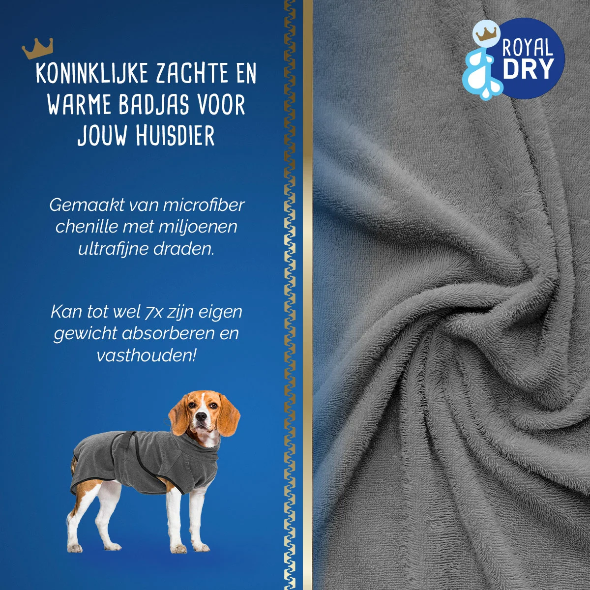 Accappatoio per cani in microfibra M, lunghezza del dorso da 50 a 58 cm – Royal Dry - immagine 3