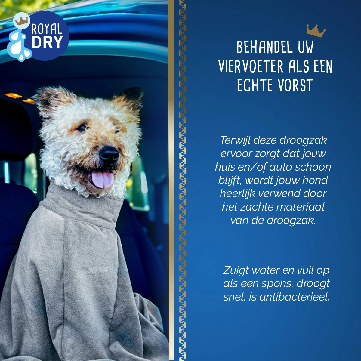 Sacco asciugacane in microfibra XS, lunghezza del dorso 30 cm – Royal Dry Doggy Bag - immagine 6