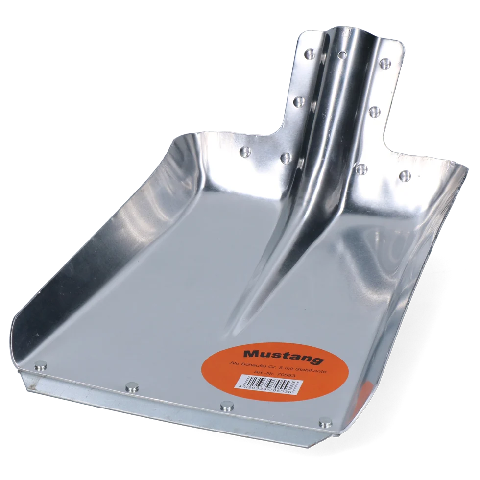 Pala in alluminio con striscia antiusura in acciaio, larga 27 cm, senza manico – Mustang - immagine 1