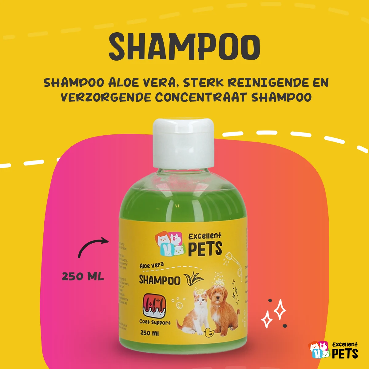 Shampoo per cani con Aloe Vera per pelli sensibili, 250 ml – Excellent Pets Shampoo Aloe Vera - immagine 2