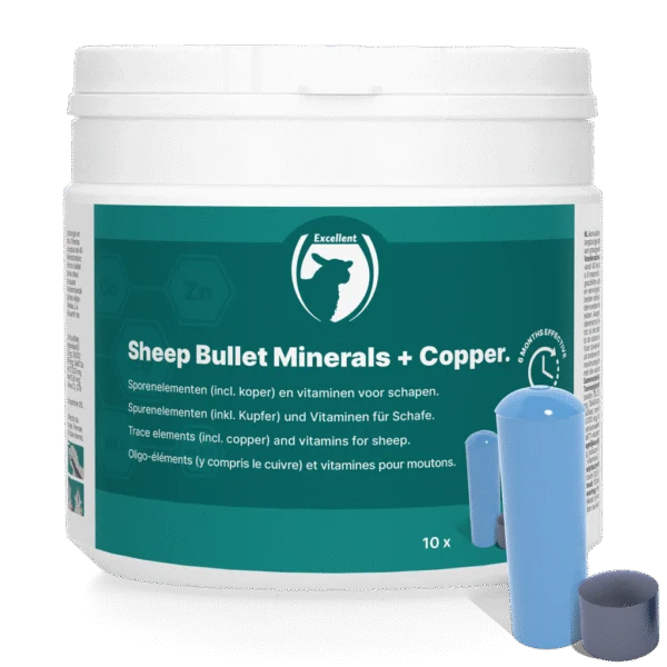 Bolo per pecore con rame, 10 boli e 10 microbullet – Excellent Sheep Bullet Minerals + Koper