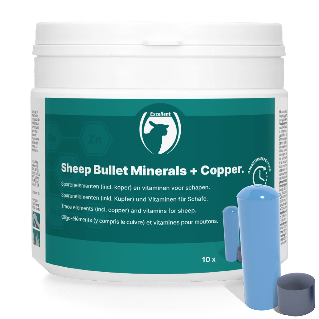 Bolo per pecore con rame, 10 boli e 10 microbullet – Excellent Sheep Bullet Minerals + Koper - immagine 1
