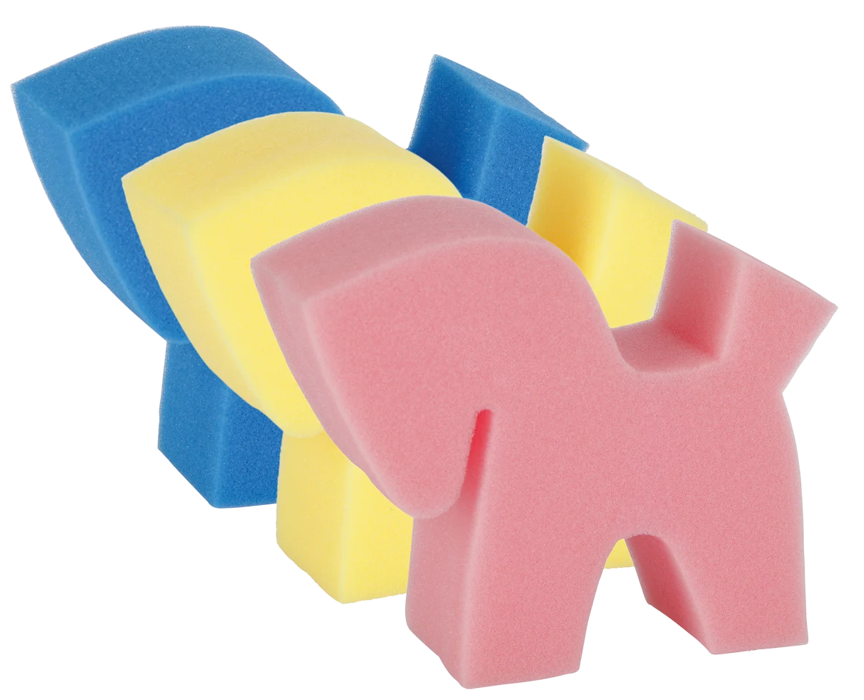 Spugne Flecki Horse a forma di cavallo, 3 pezzi blu, rosa e gialli - immagine 1