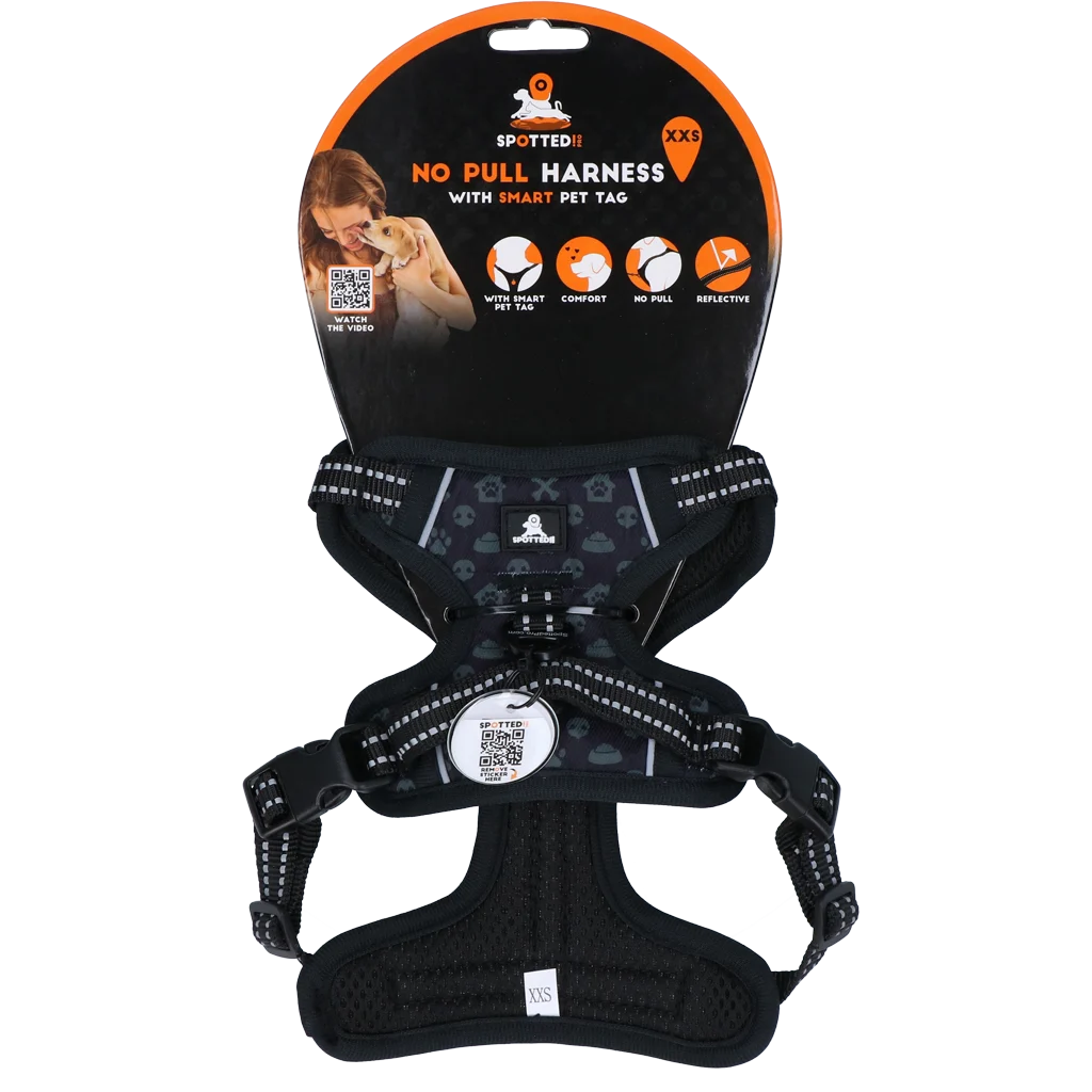 Pettorina per cani anti trazione con maniglia, grigio scuro XXS – Spotted! Pro No Pull - immagine 1