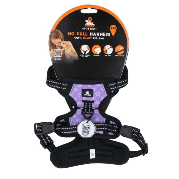 Pettorina anti tiro per cani con maniglia, viola XXS – Spotted! Pro No Pull