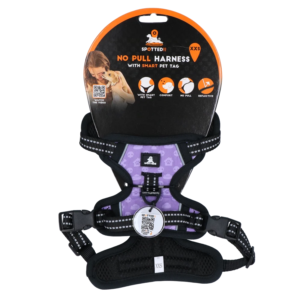 Pettorina anti tiro per cani con maniglia, viola XXS – Spotted! Pro No Pull - immagine 1