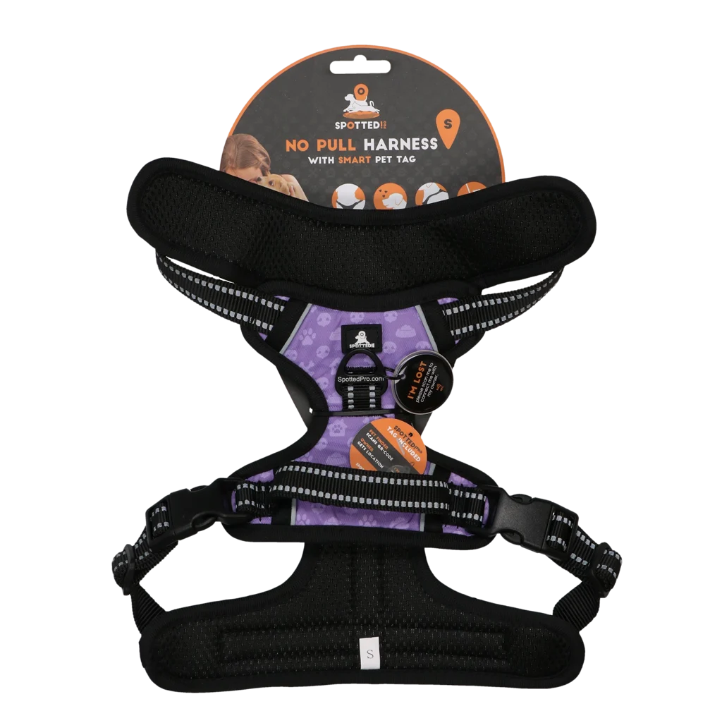Pettorina per cani anti tiro con maniglia, viola, S – Spotted! Pro No Pull - immagine 1