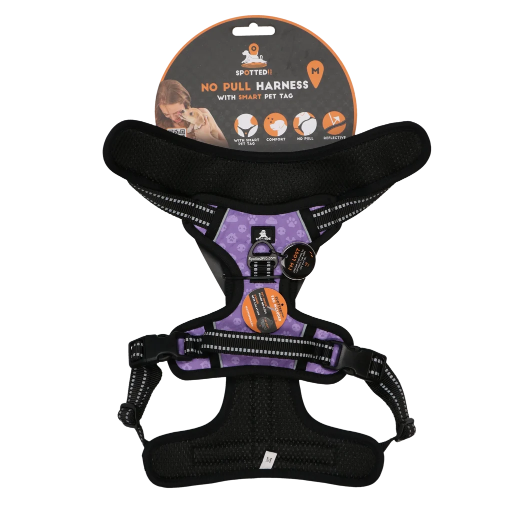 Pettorina anti tiro con maniglia, viola M – Spotted! Pro No Pull - immagine 1