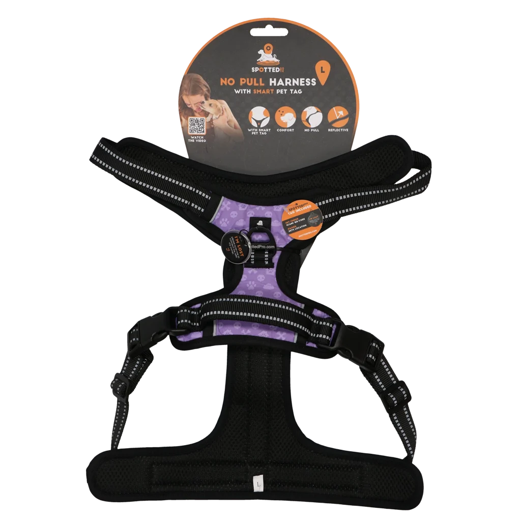 SPOT0018D.png Pettorina anti tiro per cane con maniglia, viola, L – Spotted! Pro No Pull - immagine 1