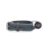 Collare per cani in pelle con medaglietta digitale, 50 cm, grigio – Spotted! Pro