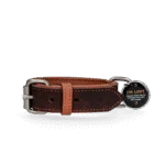 Collare per cani in pelle con medaglietta digitale, 50 cm, marrone – Spotted! Pro